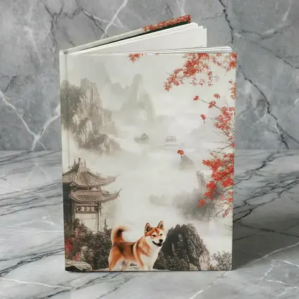 Shiba Inu Dog Chinese Ink Landscape Art