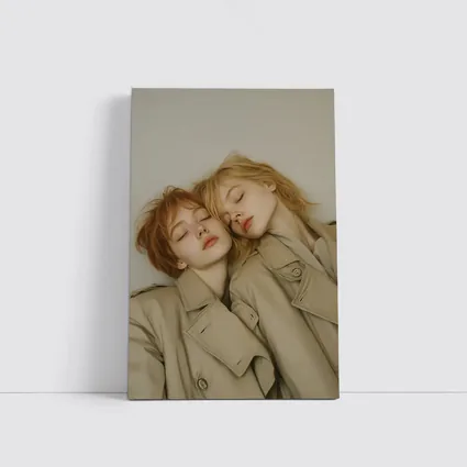Two Women Resting Together Beige Coats