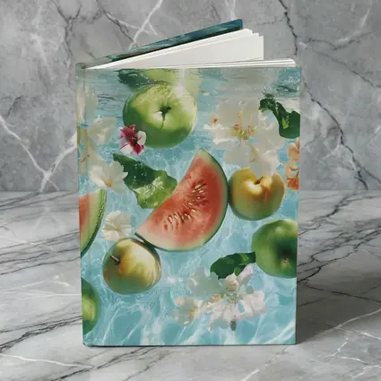 Apples Watermelon Flowers Floating Blue Water