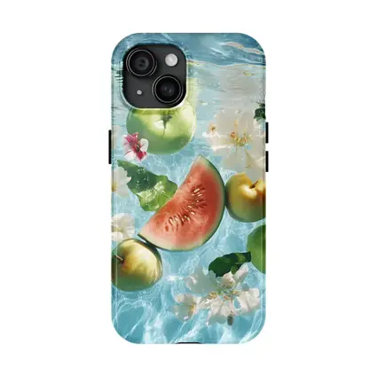 Apples Watermelon Flowers Floating Blue Water
