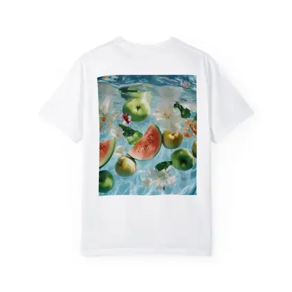 Apples Watermelon Flowers Floating Blue Water
