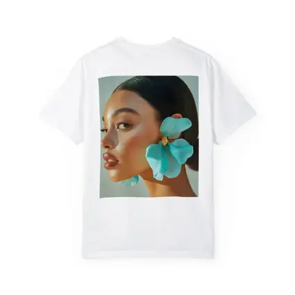 Teal Flower Earring Portrait Beauty Fashion