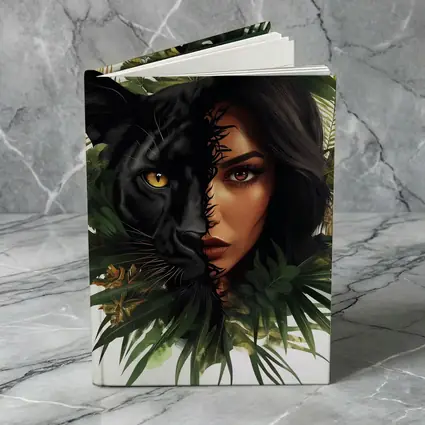 Black Panther Woman Face Tropical Leaves