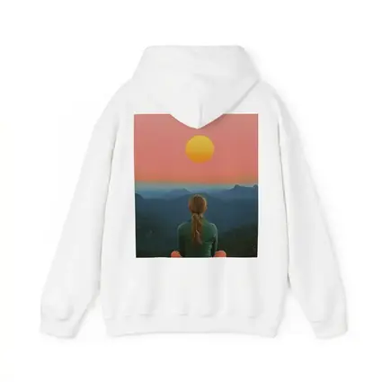 Woman Meditating Mountain Sunset Pink Sky