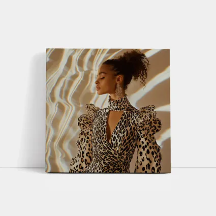 Leopard Print Dress Woman Warm Light Background