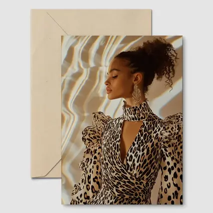 Leopard Print Dress Woman Warm Light Background