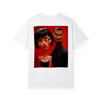 Cartoon Couple Man Woman Red Background
