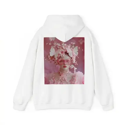 Pink Fantasy Woman Butterflies Cherry Blossoms Portrait