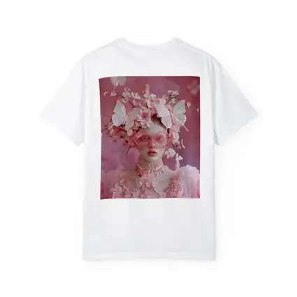 Pink Fantasy Woman Butterflies Cherry Blossoms Portrait