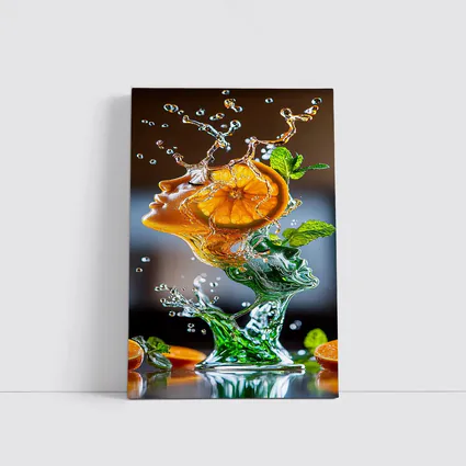 Orange Citrus Woman Face Water Splash Art