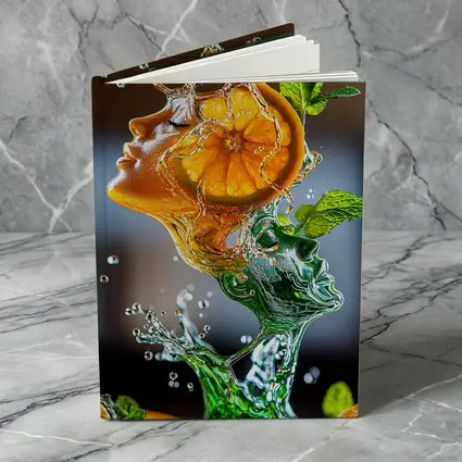 Orange Citrus Woman Face Water Splash Art