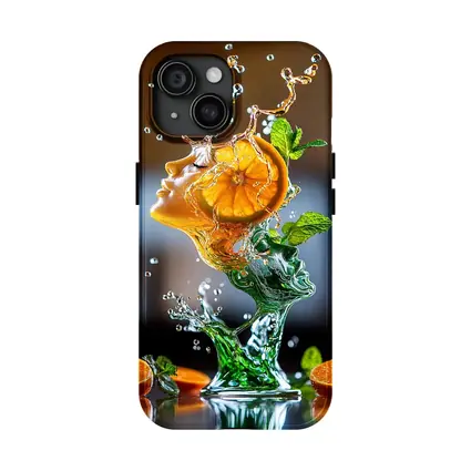 Orange Citrus Woman Face Water Splash Art