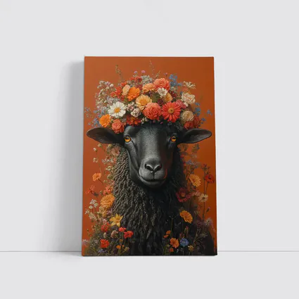Black Sheep Floral Crown Orange Background