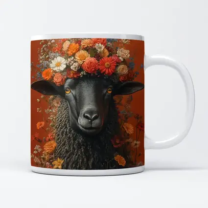 Black Sheep Floral Crown Orange Background