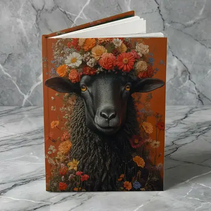 Black Sheep Floral Crown Orange Background