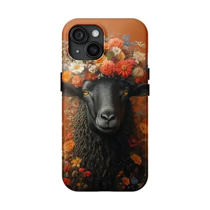 Black Sheep Floral Crown Orange Background