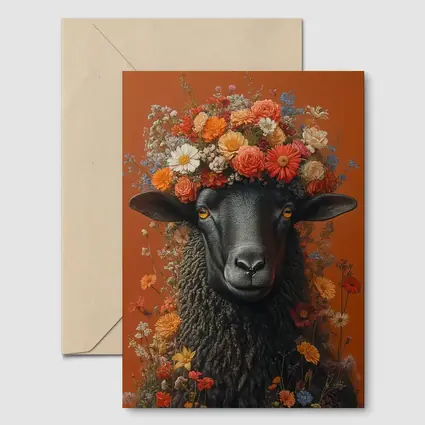 Black Sheep Floral Crown Orange Background