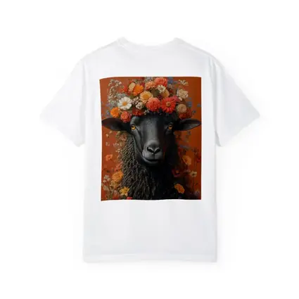 Black Sheep Floral Crown Orange Background