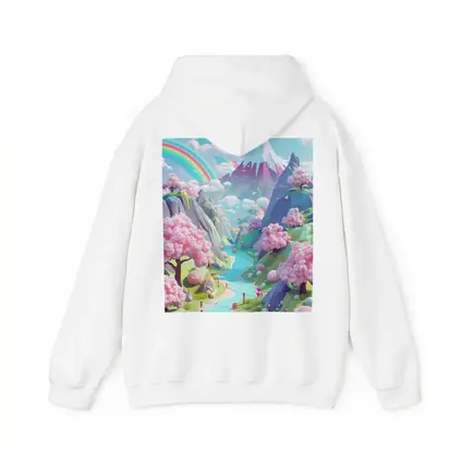 Pastel Cherry Blossom Valley Rainbow Fantasy Art