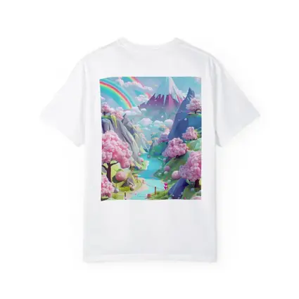 Pastel Cherry Blossom Valley Rainbow Fantasy Art