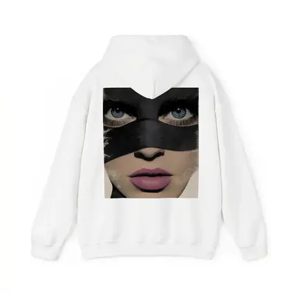 Woman Blue Eyes Black Mask Portrait Art