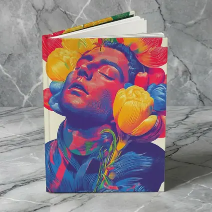 Man With Colorful Flowers Surreal Pop Art