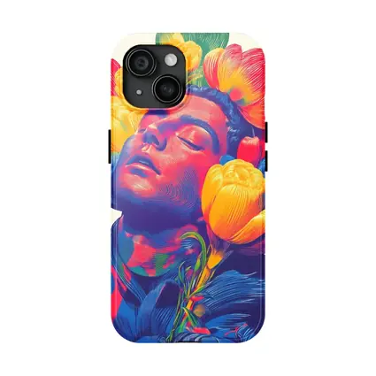 Man With Colorful Flowers Surreal Pop Art