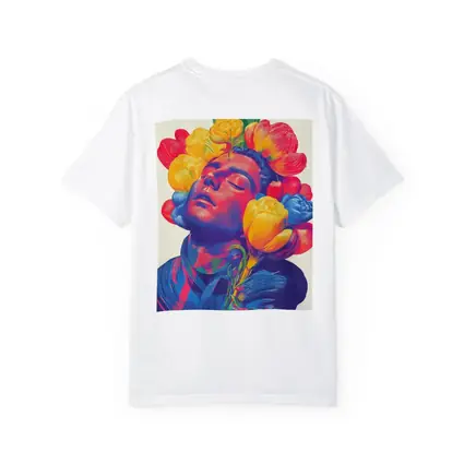 Man With Colorful Flowers Surreal Pop Art