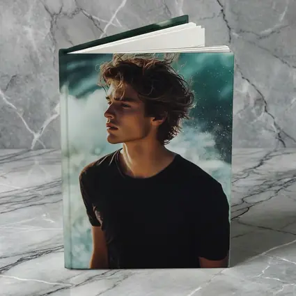 Young Man Standing By Ocean Waves