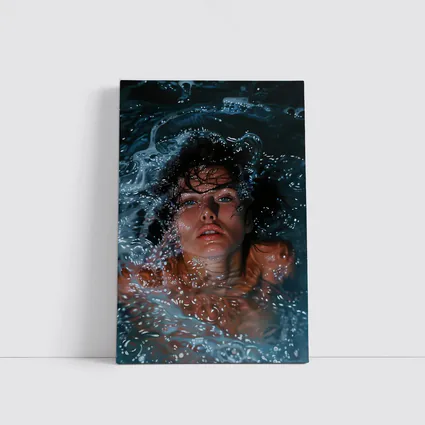 Woman Submerged in Dark Blue Water