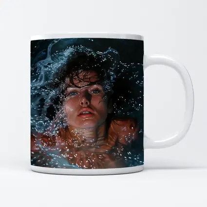 Woman Submerged in Dark Blue Water