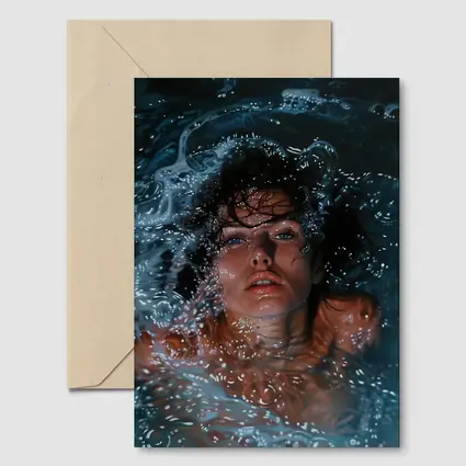 Woman Submerged in Dark Blue Water