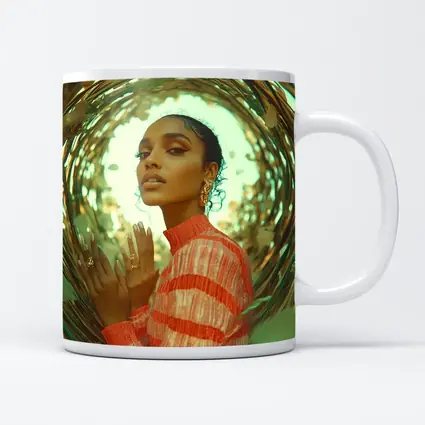 Woman in Orange Stripes Gold Botanical Frame