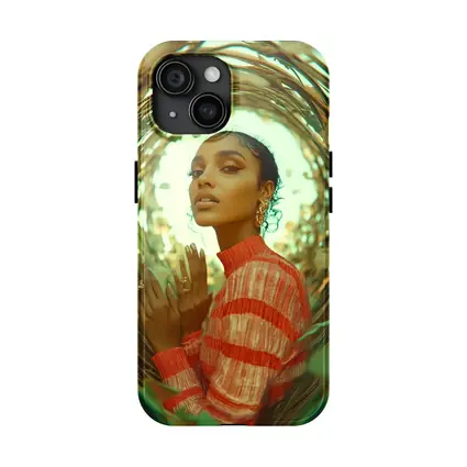 Woman in Orange Stripes Gold Botanical Frame