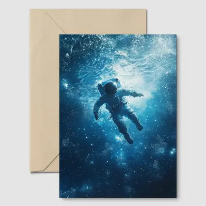 Astronaut Floating Underwater Blue Galaxy Space