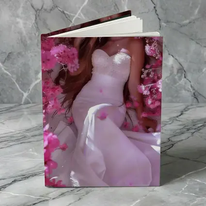 Woman in White Dress Pink Blossom Garden