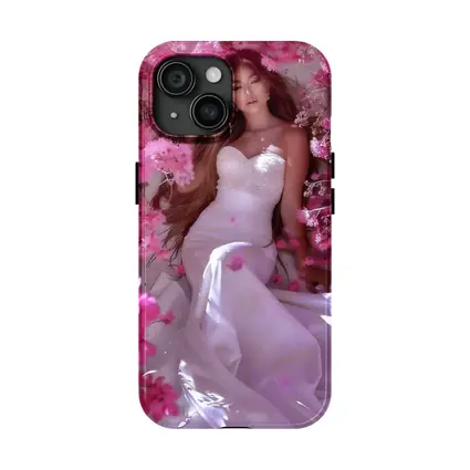 Woman in White Dress Pink Blossom Garden