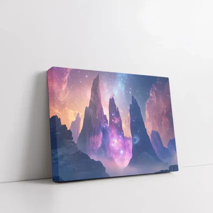 Fantasy Mountain Peaks Cosmic Galaxy Sky