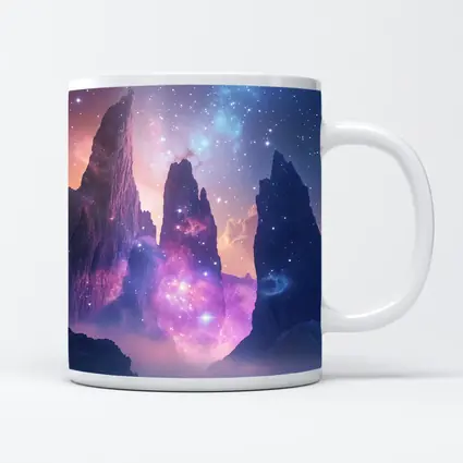 Fantasy Mountain Peaks Cosmic Galaxy Sky