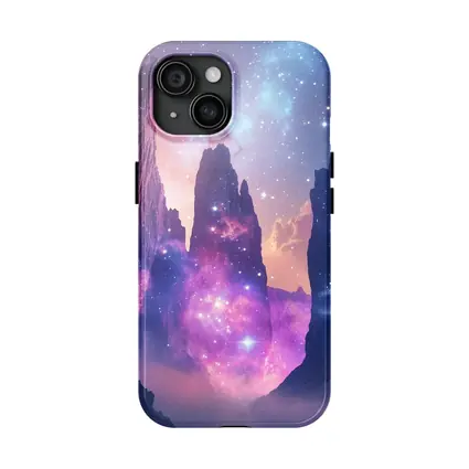 Fantasy Mountain Peaks Cosmic Galaxy Sky