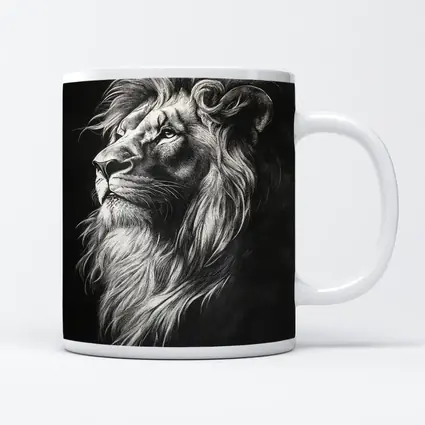 Lion Portrait Black and White Pencil Drawing