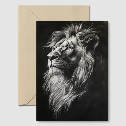 Lion Portrait Black and White Pencil Drawing