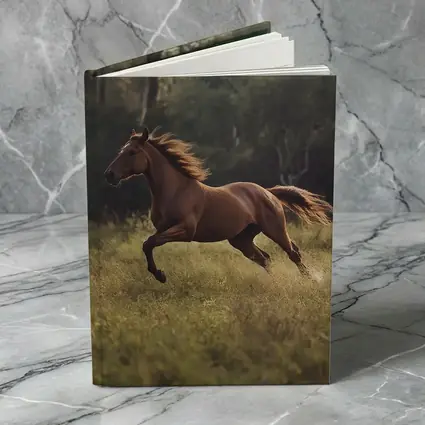 Chestnut Horse Galloping Through Green Meadow