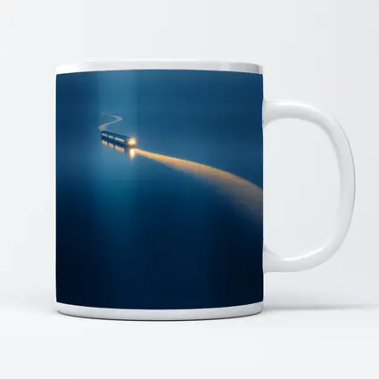 Surreal Train Crossing Calm Blue Water