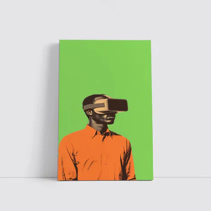 Man Wearing VR Headset Green Background