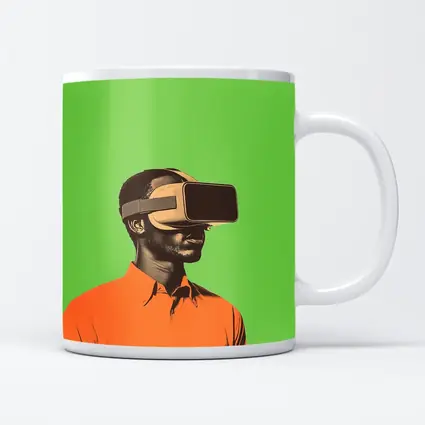 Man Wearing VR Headset Green Background