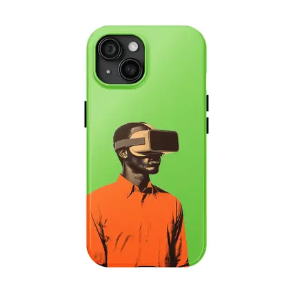 Man Wearing VR Headset Green Background