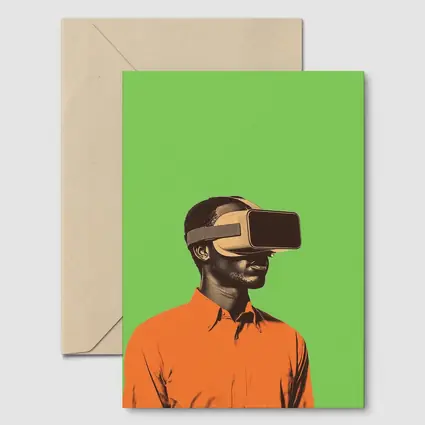 Man Wearing VR Headset Green Background