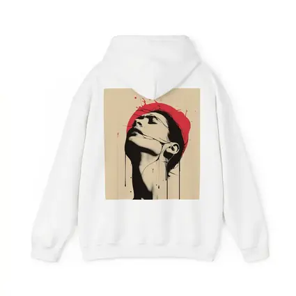 Woman Head Tilted Back Red Circle Art