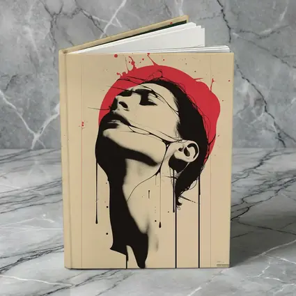 Woman Head Tilted Back Red Circle Art